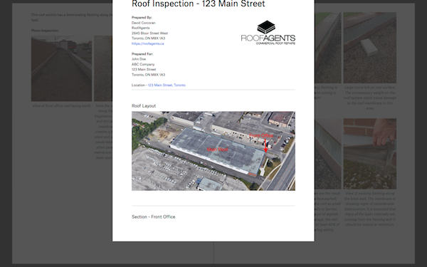 screenshot of commercial roof report