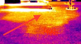 infrared flat roof scan showing thermal hot area